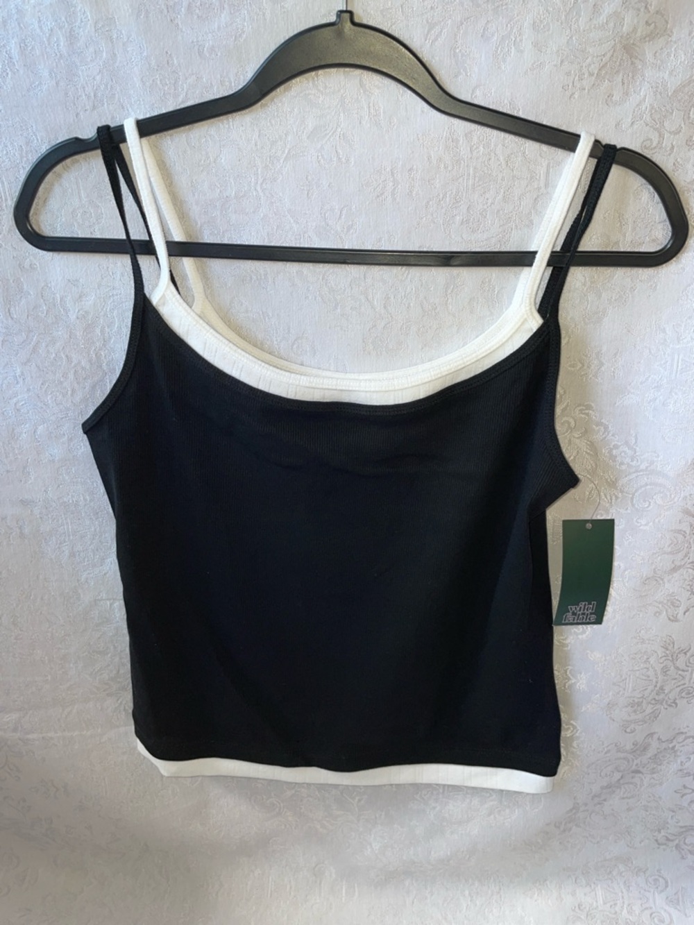 NWT wild fable Black Tank Top with White Trim - Women's Camisole. Size Medium - Picture 1 of 4